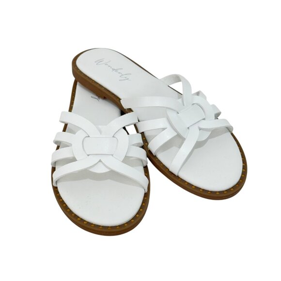 Wonderly Tara Womens White Woven Slide Sandals Size 7.5 Faux Leather - Picture 13 of 13